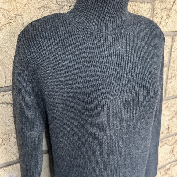 ZARA GREY KNITTED WOOL BLEND HIGH NECK CABLE JUMPER SWEATER DRESS TURTLENECK - Picture 4 of 8